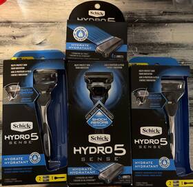 Schick 891228305291 Lot Hydro 5 Sense Hydrate Razor 3 Handles 10 Cartridges Shock Absorbing