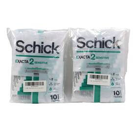 Schick 891228430047 20 Pcs Exacta 2 Disposable Razor Twin Blades Precise Shaver Green Handle