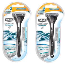 Schick 891228460211 Pack Of 2 Quattro Titanium Razor And Cartridges 1