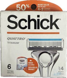 93037078 Schick Quattro Titanium Diamond Coated Razor Refill Cartridges 6 Pack 4 Blades