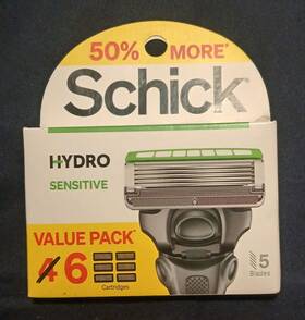 93041305 Schick Hydro Sensitive Mens Value Pack Refill 6 Cartridges 5 Blades