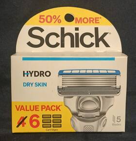 93041306 Schick Hydro Dry Skin Mens Value Pack Refill 6 Cartridges 5 Blades