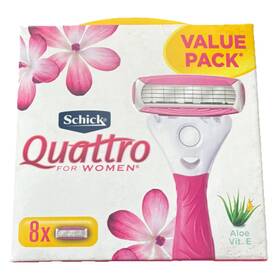 93042093 Schick Quattro For Women Cartridge Razor 4-blade Aloe Vitamin E 10 Cartridges