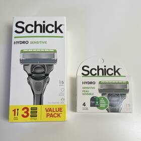 93063938 Schick Hydro Sensitive Razor 5 Blade Black Silver Green 3 Cartridge