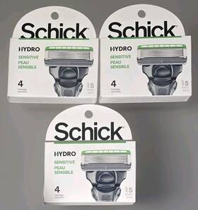 Schick 941058015694 3 Hydro 5 Sensitive- Blade Refill 4 Cartridge Packs 12 Cartridges New