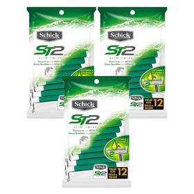 Gp-butty18722 Schick St2 For Men Sensitive Skin Disposable Razor - 12 Ct 3 Pk