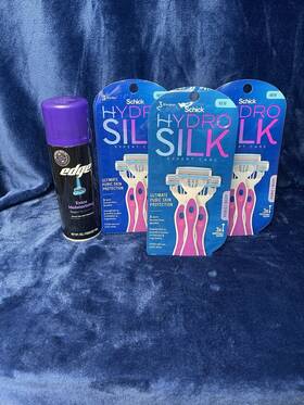 93042249 Schick Hydro 3x Silk Pubic/body Razors 3 Ct &edge Extra Moisturizing Shave Gel