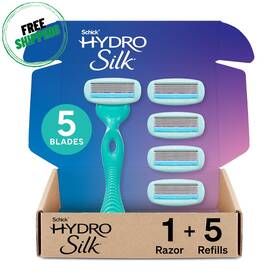 Schick Hydro Silk 445006495444 Ultra Sensitive Razor For Women 1 Handle And 5 Refills