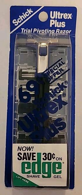 P526do3 Schick Vintage Nos Trial Pack Pivoting Razor Ultrex Plus And Cartridges Sealed