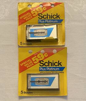 P803d10 Schick Vtg Plus Platinum Double Edge Razor Blades Lot Of 2 Packs 5x Nos 1970s