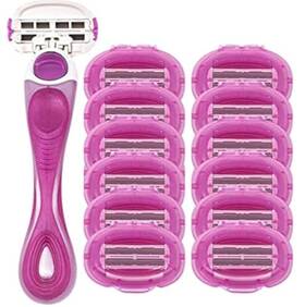L6bf-12-smh Shavemob 6-blade Womens Razor Kit Flex Head Handle 12 Refills - The Perfectionist