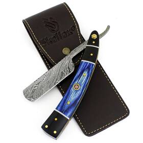 Skellax 783385545075 Damascus Straight Razor - Custom Shaving Blade For Men Steel