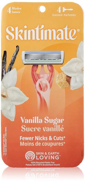 10841058046001 Skintimate Warm Vanilla Sugar Disposable Razor For Women Gently Exfoliates