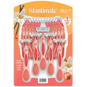 11942 Skintimate Vanilla Sugar Disposable Razors For Women 15 Ct