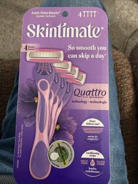 Skintimate 410580226547 Quattro Womens Disposable Razor Exotic Violet Blooms 4 Razors