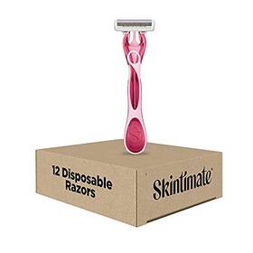 Skintimate 841058002512 Raspberry Rain Disposable Razors For Women 12 Count Pink