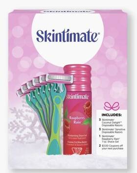 Skintimate 841058012863 Raspberry Rain Gift Set - 6 Disposable Razor 1 Shave Gel