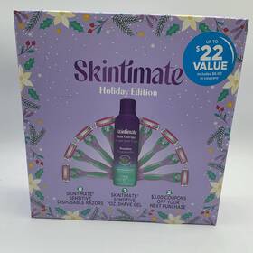 Skintimate 841058024217 Holiday Edition Gift Set 8 Disposable Razors With 7oz Shaving Cream New