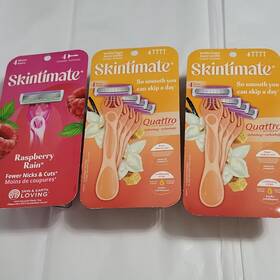 93035454 Skintimate Raspberry Rain And Quattro Vanilla Sugar 4-blade Razors 3 Packs