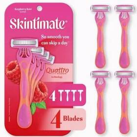 N2-772 Skintimate Quattro For Women 4ct Disposable Razor Rasberry Rain Scent