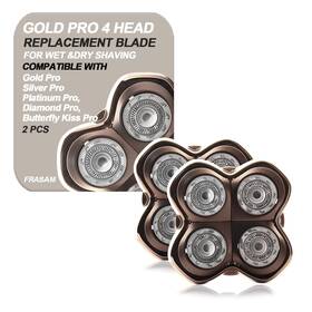 B0gc3r4mv6 Skulls 2 Pack Gold Pro 4 Head Replacement Blades For Shavers Compatible