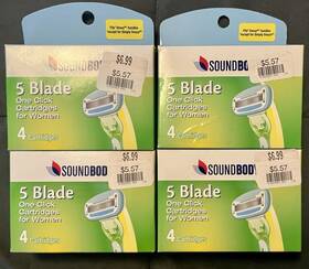 93037000 Soundbod 4x - 5 Blade One Click Refill Cartridges For Women 4 Pack Venus Handles