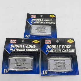 17-908-2 Super G Vtg Nos Platinum Chrome Double Edge Razor Blades 10pk Lot Of 3 Shaving