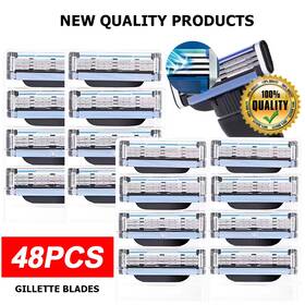 Supreme-goodsoutlet 726084842328 8-48pcs Stainless Steel Blade Sharp 3 Layer Safety Razor For Gillette Mach Man