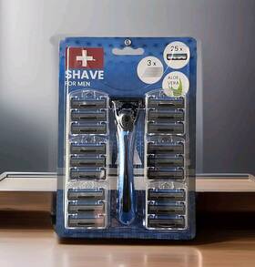 37802007 Swiss Shave 3-blade Razor Flexible Head 25 Replacement Heads With Aloe Vera - New
