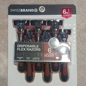 Sbmg4006bk Swissbrand Disposable Flex Razors 6-blade Flexible Head Lubricating Strip