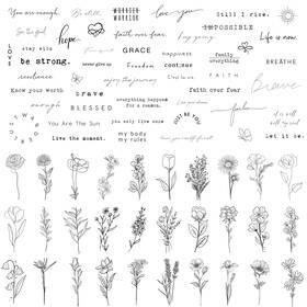 Oo-q2jw-dgzi Tatuwst Realistic Temporary Tattoos - 60 Sheets Tiny Small Removable