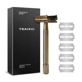 Teaieei 754318658841 Safety Razor With Chrome Plated Handle Single Blade Razors For Men Bronze