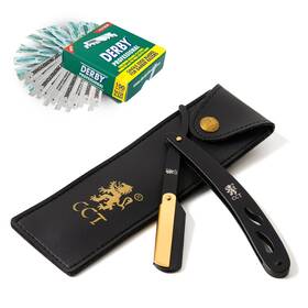 The Cambridge Cutthroat 060784780135 Cut Throat Razor Kit With Travel Pouch - Black And G