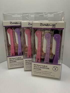 The Cr Me Shop 884998057884 Retractable Multi-purpose Razors Set Of 3 Pink Purple Travel