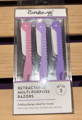 The Creme Shop 026676687772 Retractable Multi-purpose Razors Nib Set Of 3 Foldable Design