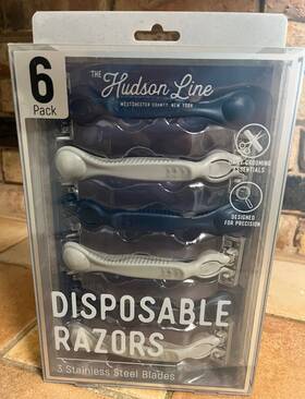 The Hudson Line 191205722443 6 Pack Disposable Razors 3 Stainless Steel Blades Smooth Shave