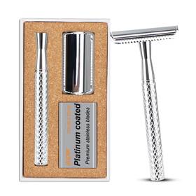 T-690-bright Thurlady Bright Silver Safety Razor - Single Blade Razors For Men Reusable Metal Raz