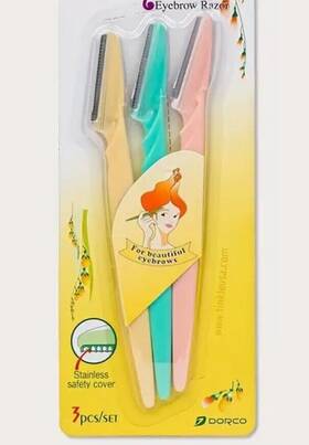 6565 Tinkle Eyebrow Razor 3 Pcs/ Stainless Steel Blades