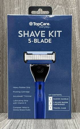 Top Care 036800041455 Topcare Shave Kit 5 Blade 1 Handle 2 Cartridges New Sealed