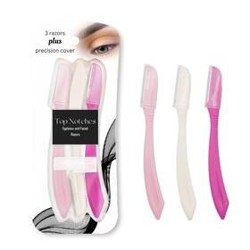 Top Notches 749565990257 Eyebrow And Facial Razor With Precision Cover-3 Count Dermaplaning For