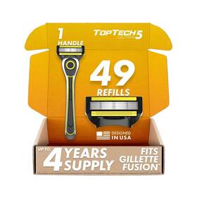 Toptech 850061986160 Ultra 5 Razors For Men - Manual Shaving Razor And Refills Handle 49 Replac