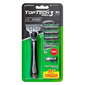 Toptech 850061986337 Pro 3 Razors For Men - 10 Count Pack Of 1 Handle Refills