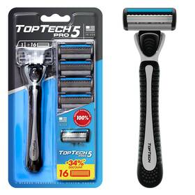 Toptech 850061986344 Pro 5 Razors For Men - Manual Shaving Razor And Replaceable Cartridges