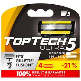 Toptech 850061986672 Ultra 5 Razors For Men - Replaceable Cartridges Manual Shaving Razor