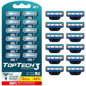 Toptech 850061986726 Razor 3 For Men - Replaceable Cartridges Manual Shaving 3-blade T