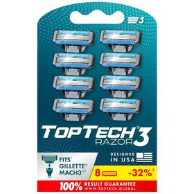 Toptech 850061986733 Razor 3 For Men - Replaceable Cartridges Manual 8 Count Pack Of 1