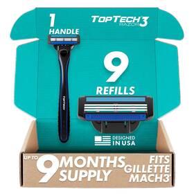 Toptech Global 313105129157 Razor 3 For Men Year Set - Manual Shaving And Replaceable Cartridges Handle