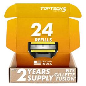 Toptech Global 445032823884 Ultra 5 Razors For Men - Manual Shaving Razor Refills 24 Replaceable Cartridge