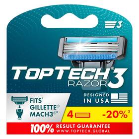 Toptech Global 726084678095 Razor 3 For Men - Replaceable Cartridges Manual Shaving 3-blade Tech