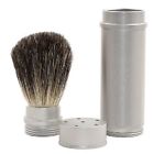Trvlbrsh-2016 Pure Black Bristle Haryali Badger Hair Travel Shaving Brush Aluminum Handle With Cover 697691729336